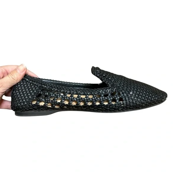 Birdies the Staling black faux leather woven slip on loafers size 8.5 flats - Picture 6 of 9